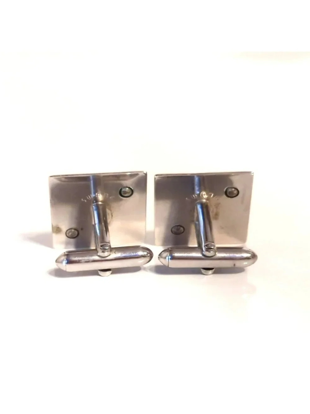 Swank Silver Tone Monogram W Cufflinks Tie Tack Set Vintage